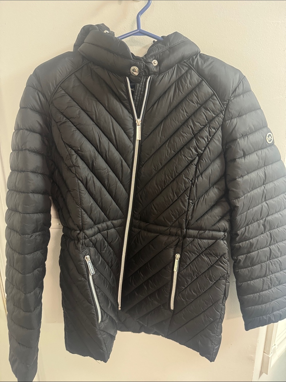 Michael Kors Black Quilted Hooded Puffer Coat